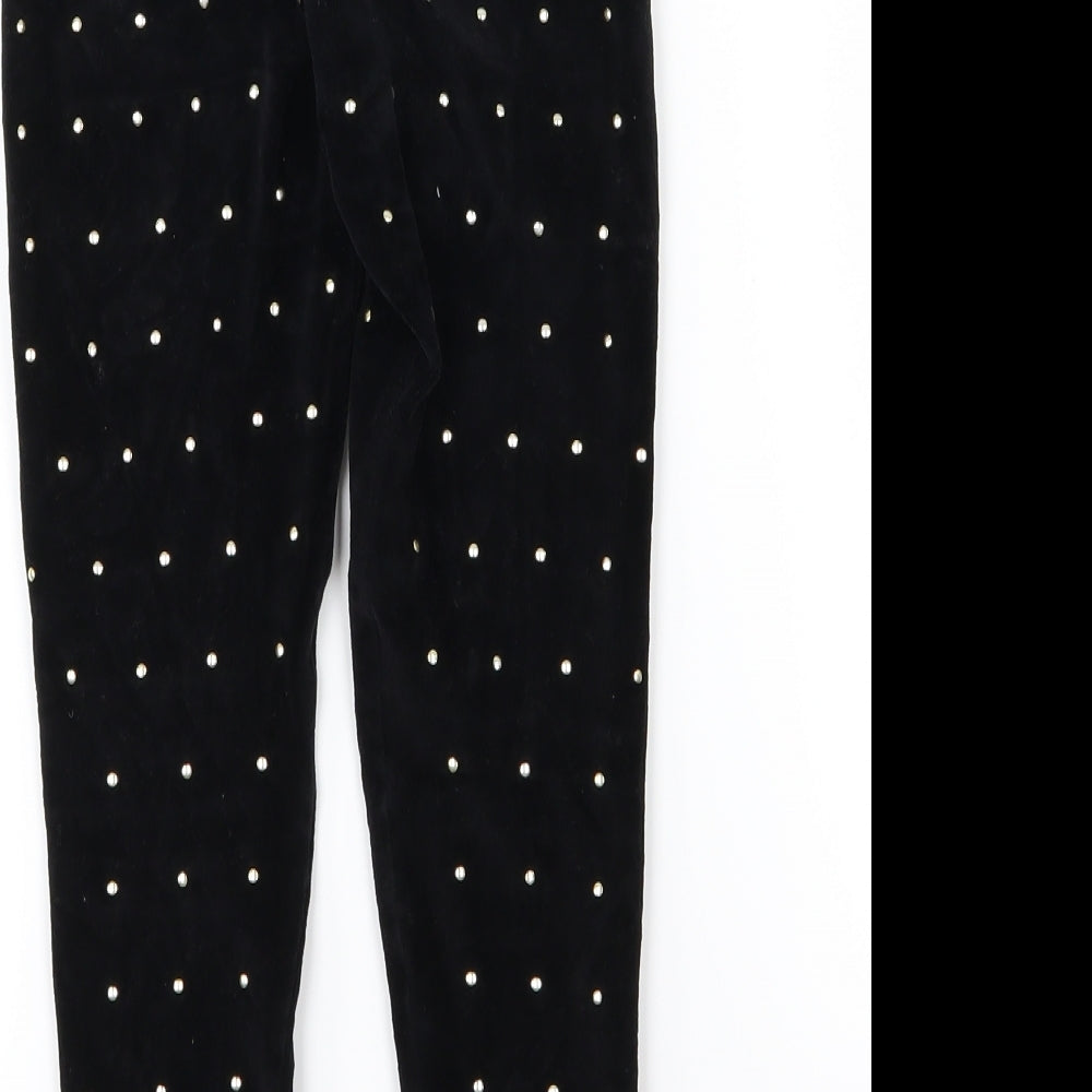 Julien Macdonald Girls Black Polka Dot Velour Jegging Trousers Size 7-8 Years