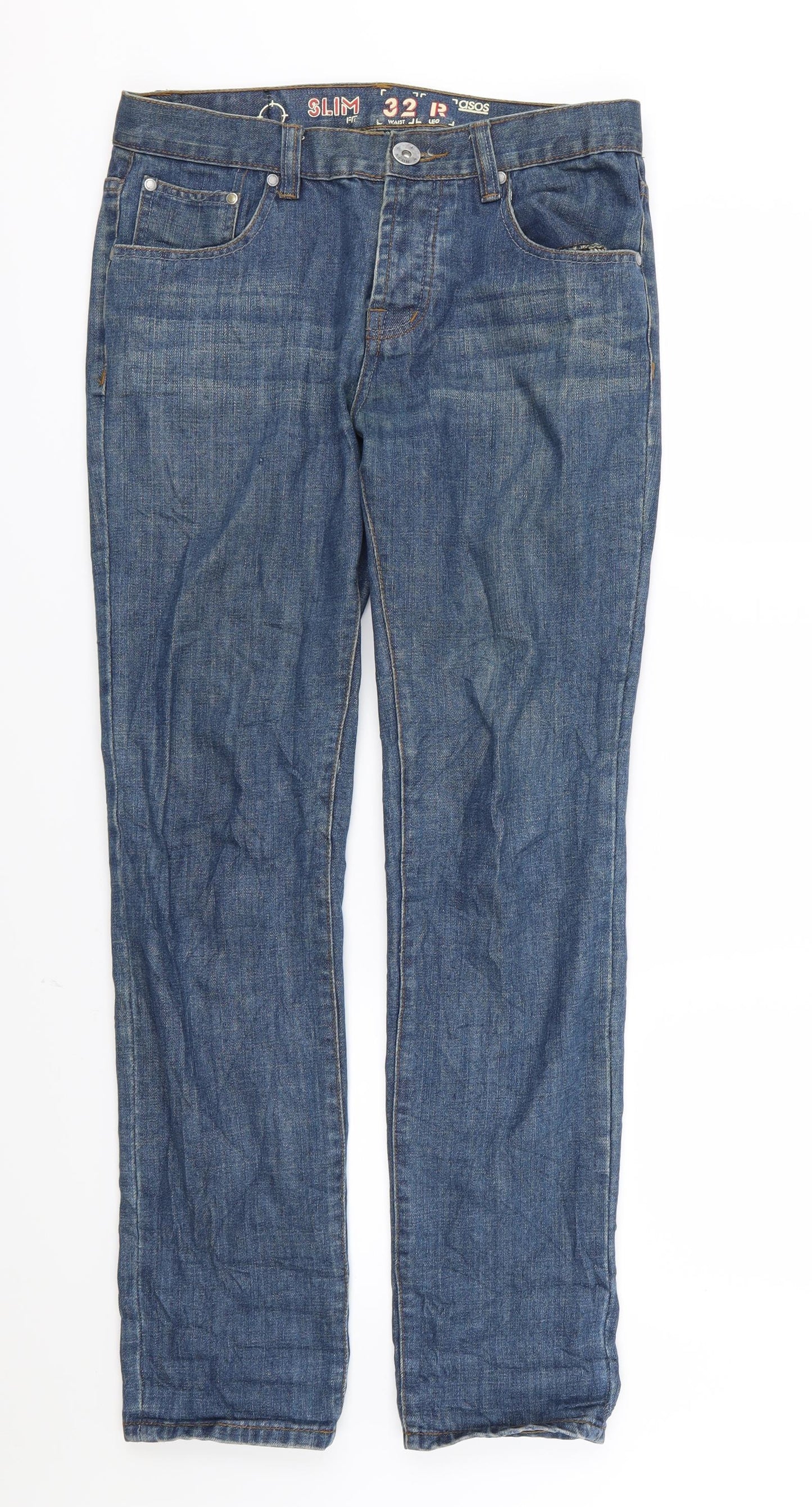 ASOS Mens Blue  Denim Straight Jeans Size 32 L30 in