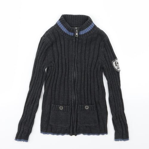 E of M Boys Grey  Knit Full Zip Jumper Size 4-5 Years