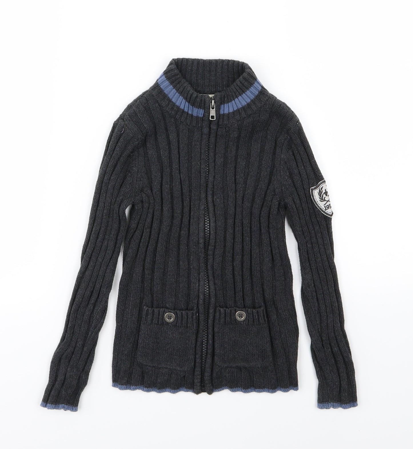 E of M Boys Grey  Knit Full Zip Jumper Size 4-5 Years