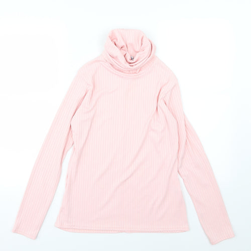 Natalia Womens Pink Striped Knit Basic T-Shirt Size 12