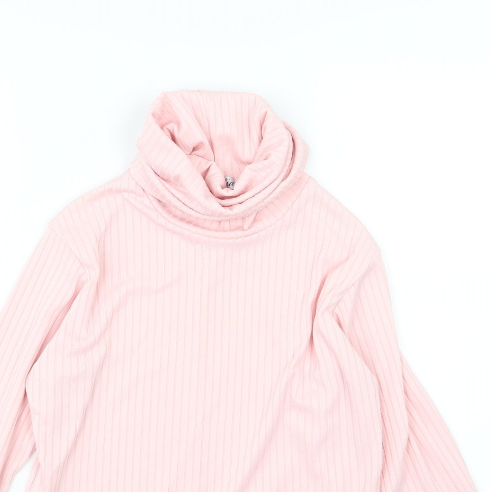 Natalia Womens Pink Striped Knit Basic T-Shirt Size 12