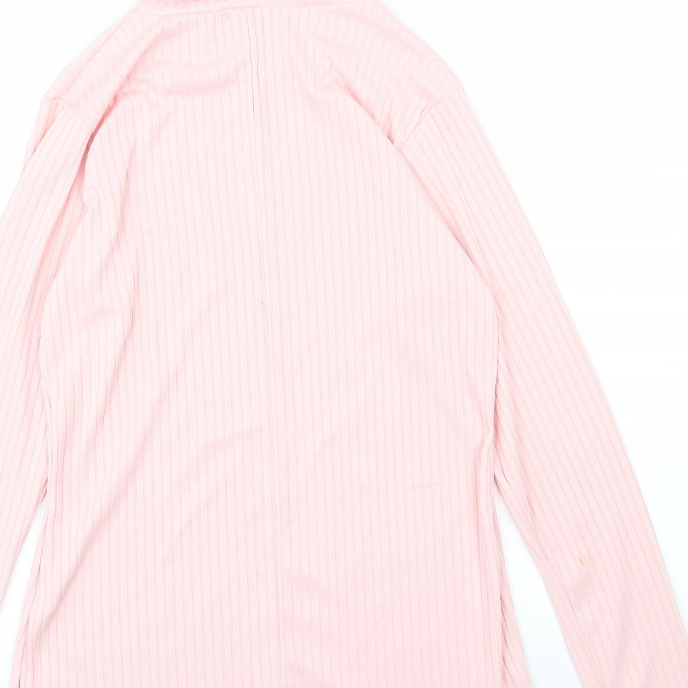 Natalia Womens Pink Striped Knit Basic T-Shirt Size 12