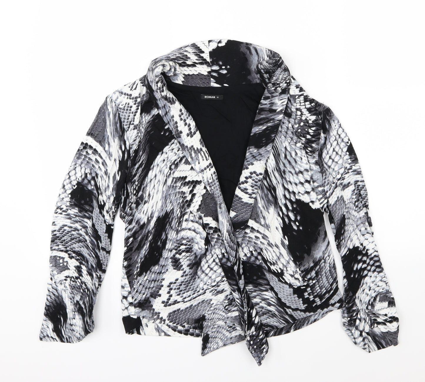 Roman Womens Grey Animal Print  Jacket Blazer Size 12