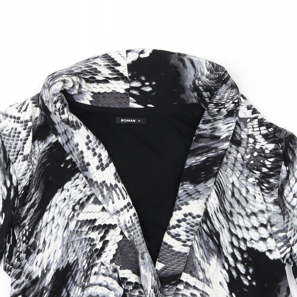 Roman Womens Grey Animal Print  Jacket Blazer Size 12