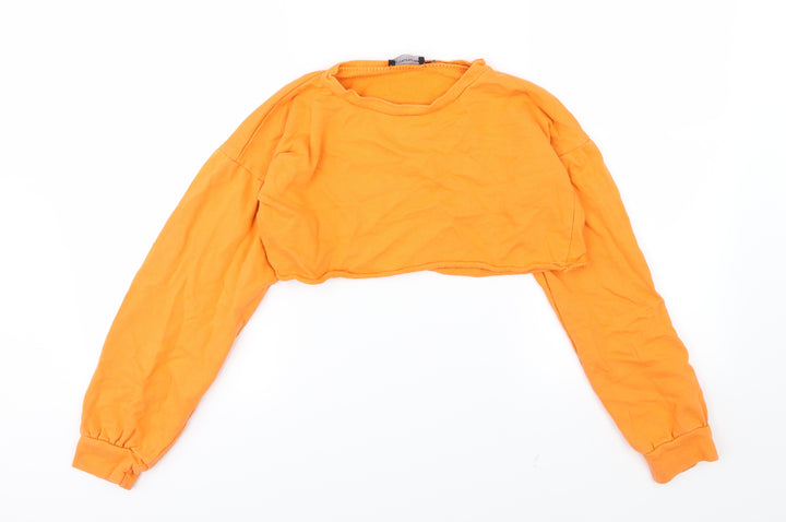 PRETTYLITTLETHING Womens Orange  Jersey Pullover Sweatshirt Size 6  - Cropped