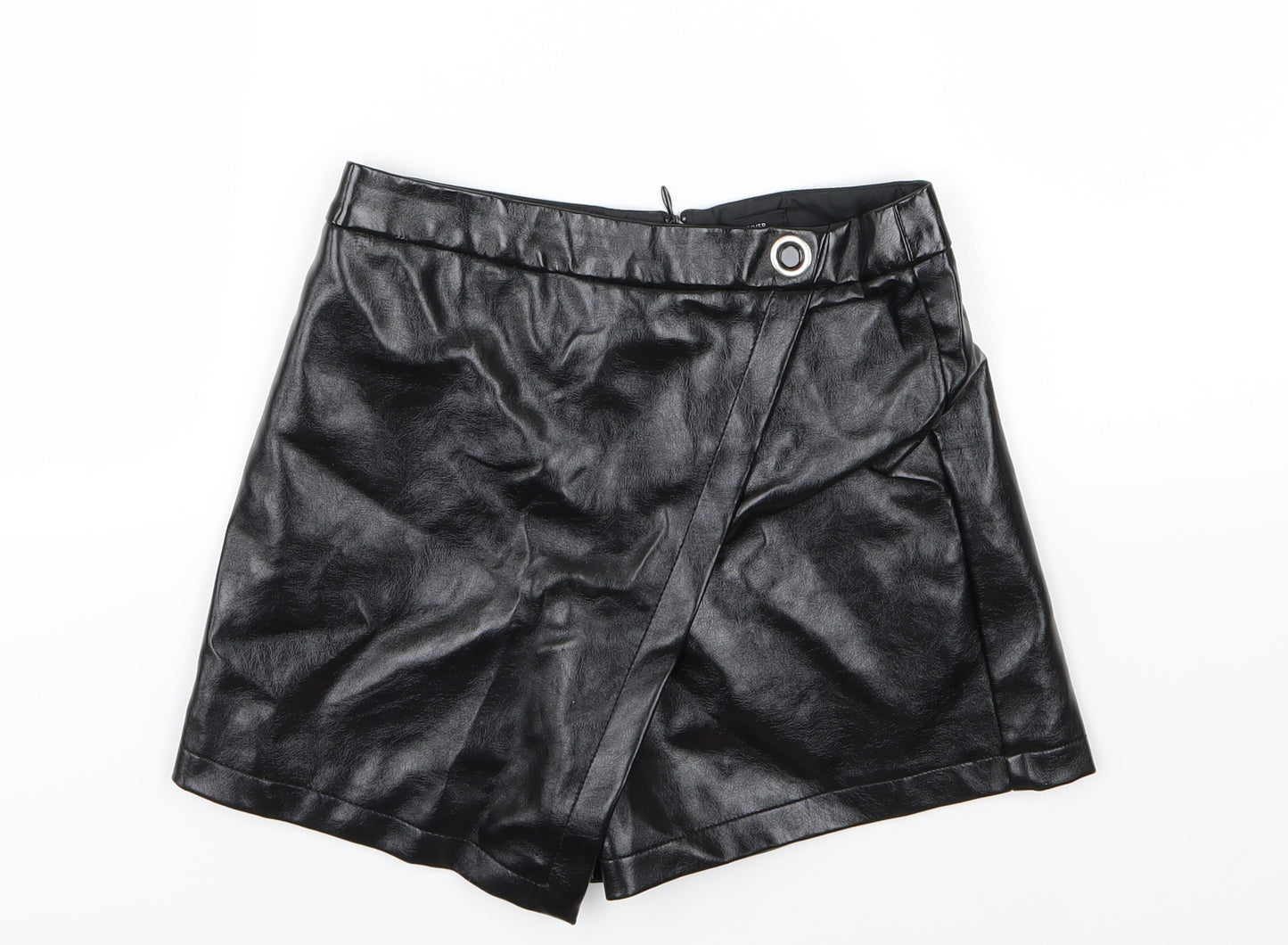 River Island Girls Black   A-Line Skort Size 9 Years - Leather Effect