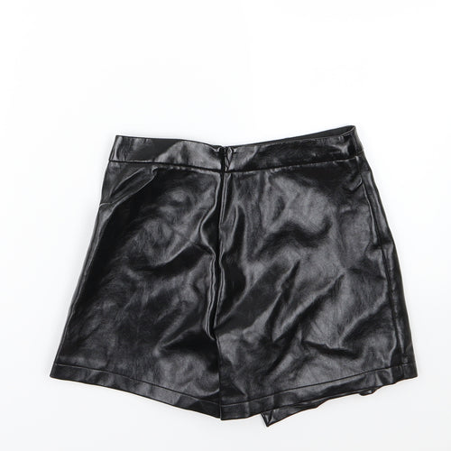 River Island Girls Black   A-Line Skort Size 9 Years - Leather Effect