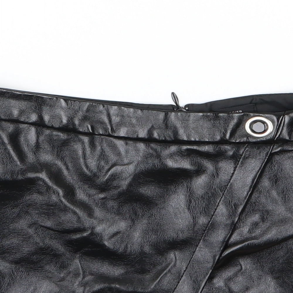 River Island Girls Black   A-Line Skort Size 9 Years - Leather Effect