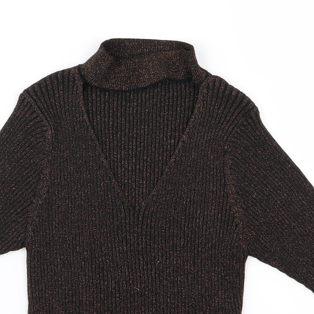 New Look Womens Brown  Knit Pullover Jumper Size 10