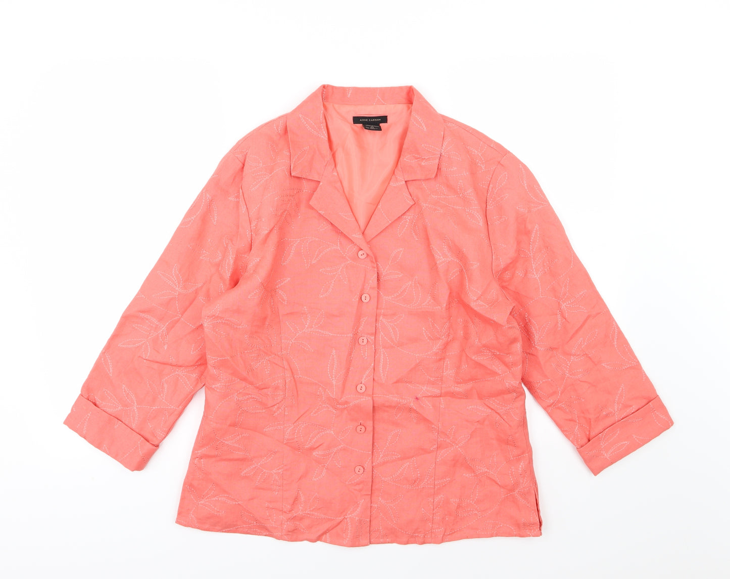 Anne Carson Womens Pink Floral  Jacket  Size L