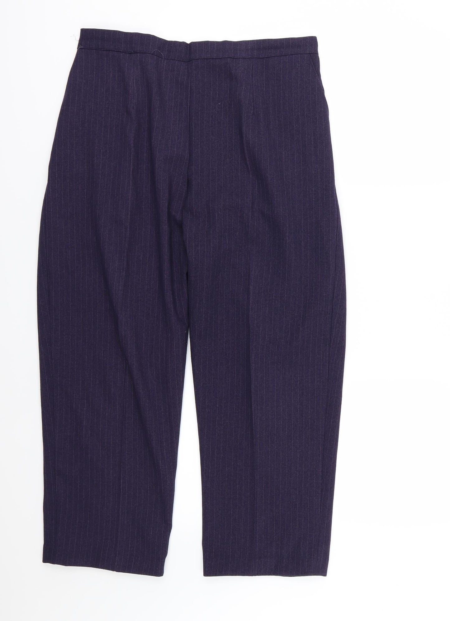 Preworn Womens Purple Striped Rayon Trousers  Size 34 in L24 in
