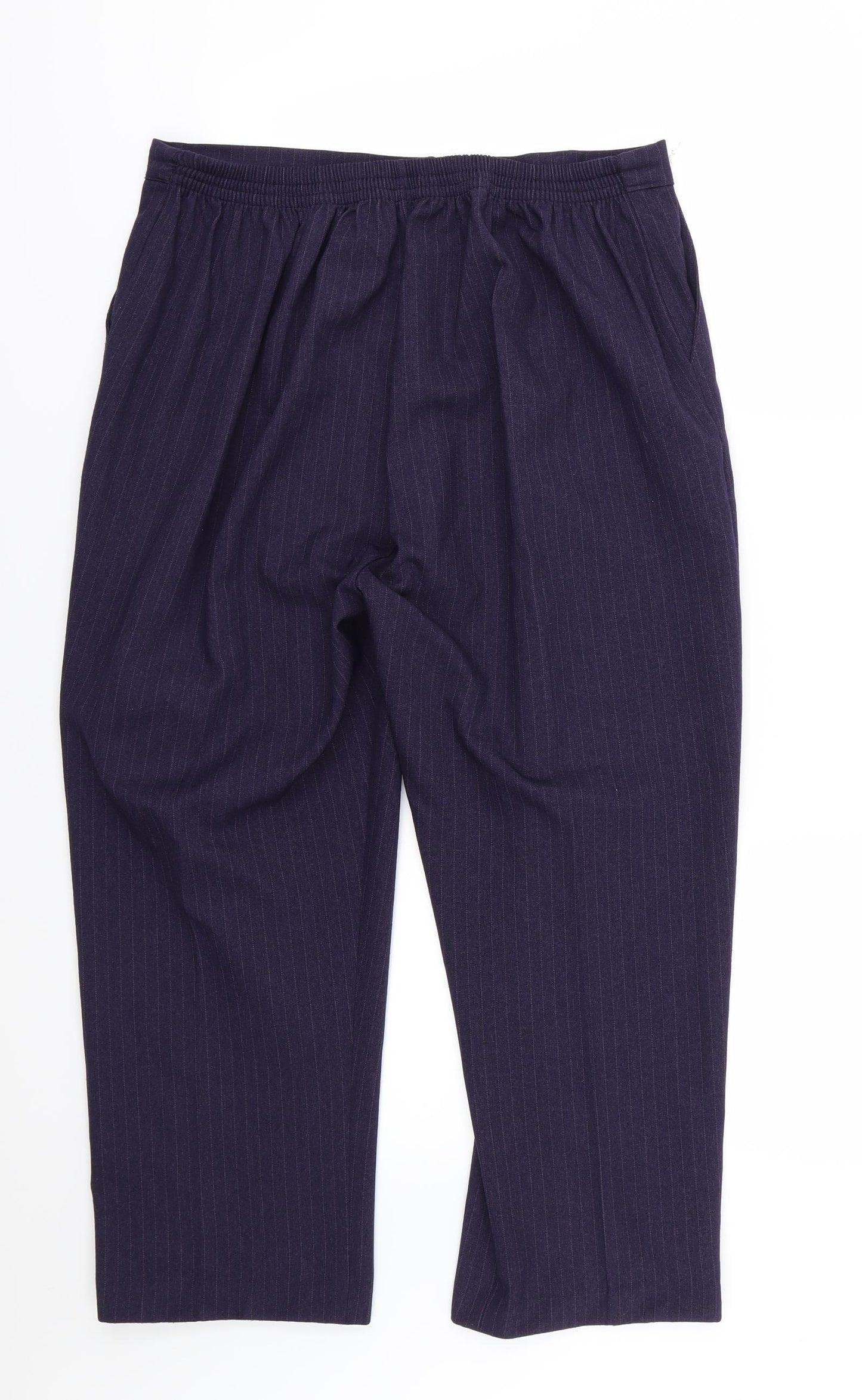 Preworn Womens Purple Striped Rayon Trousers  Size 34 in L24 in