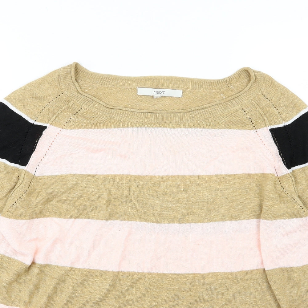NEXT Womens Brown Striped Knit Pullover Jumper Size 18