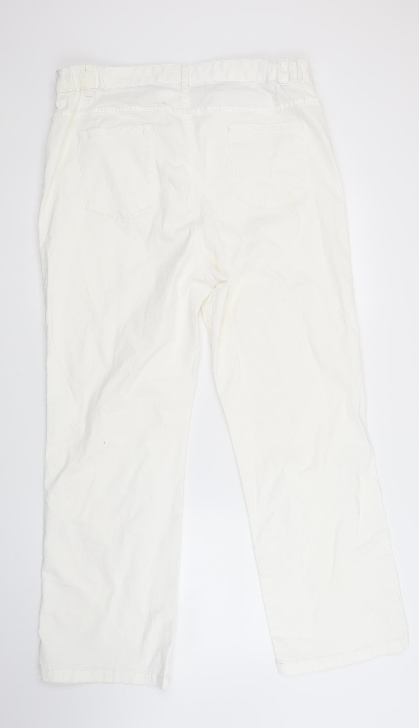 Marks and Spencer Womens White  Denim Straight Jeans Size 18 L28 in