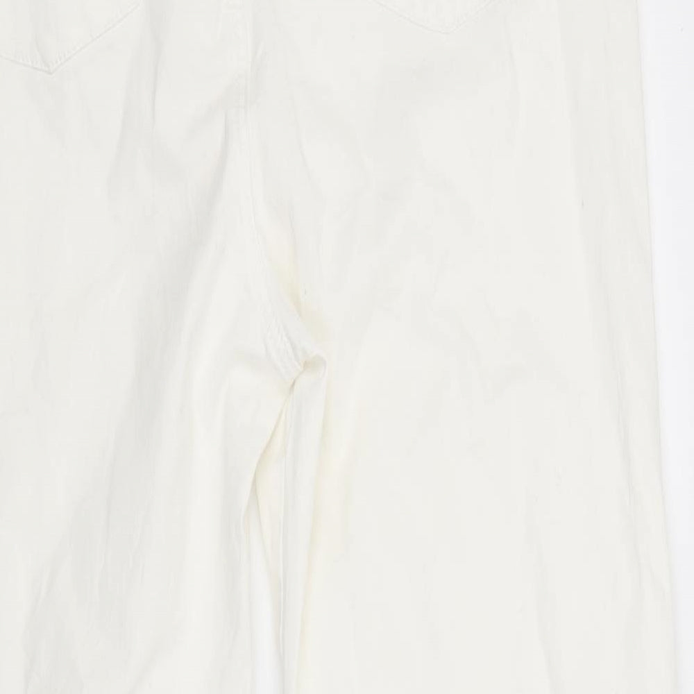 Marks and Spencer Womens White  Denim Straight Jeans Size 18 L28 in