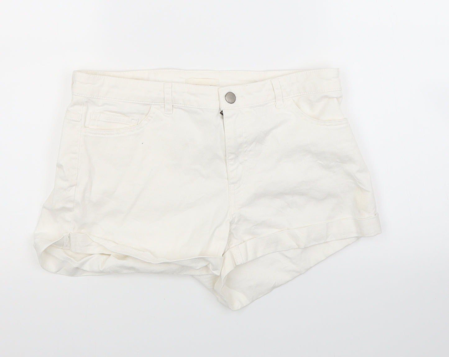 H&M Womens White  Denim Cut-Off Shorts Size 12