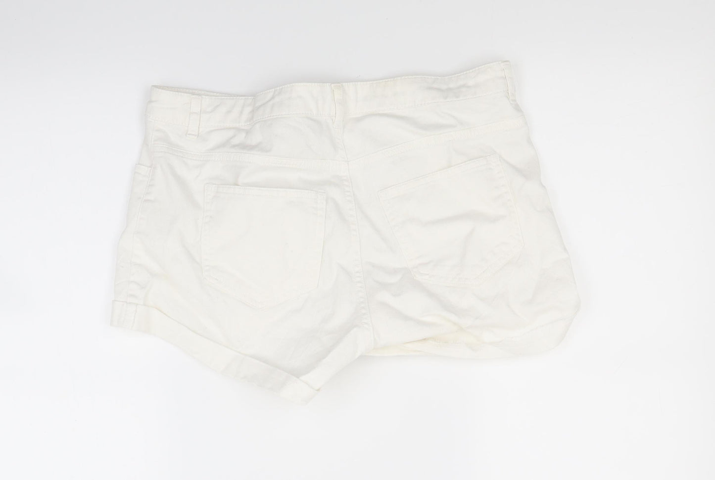 H&M Womens White  Denim Cut-Off Shorts Size 12