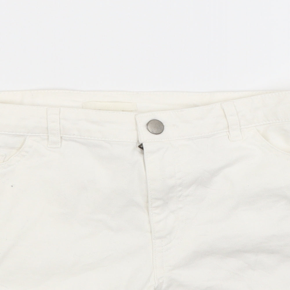 H&M Womens White  Denim Cut-Off Shorts Size 12