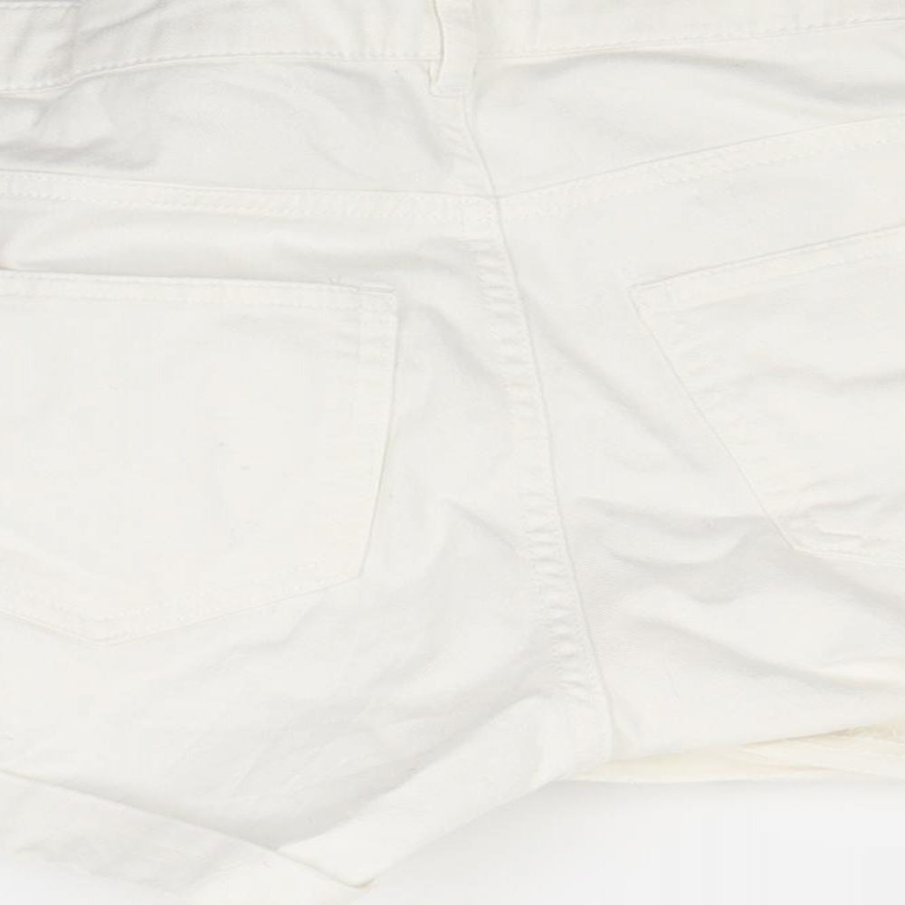 H&M Womens White  Denim Cut-Off Shorts Size 12