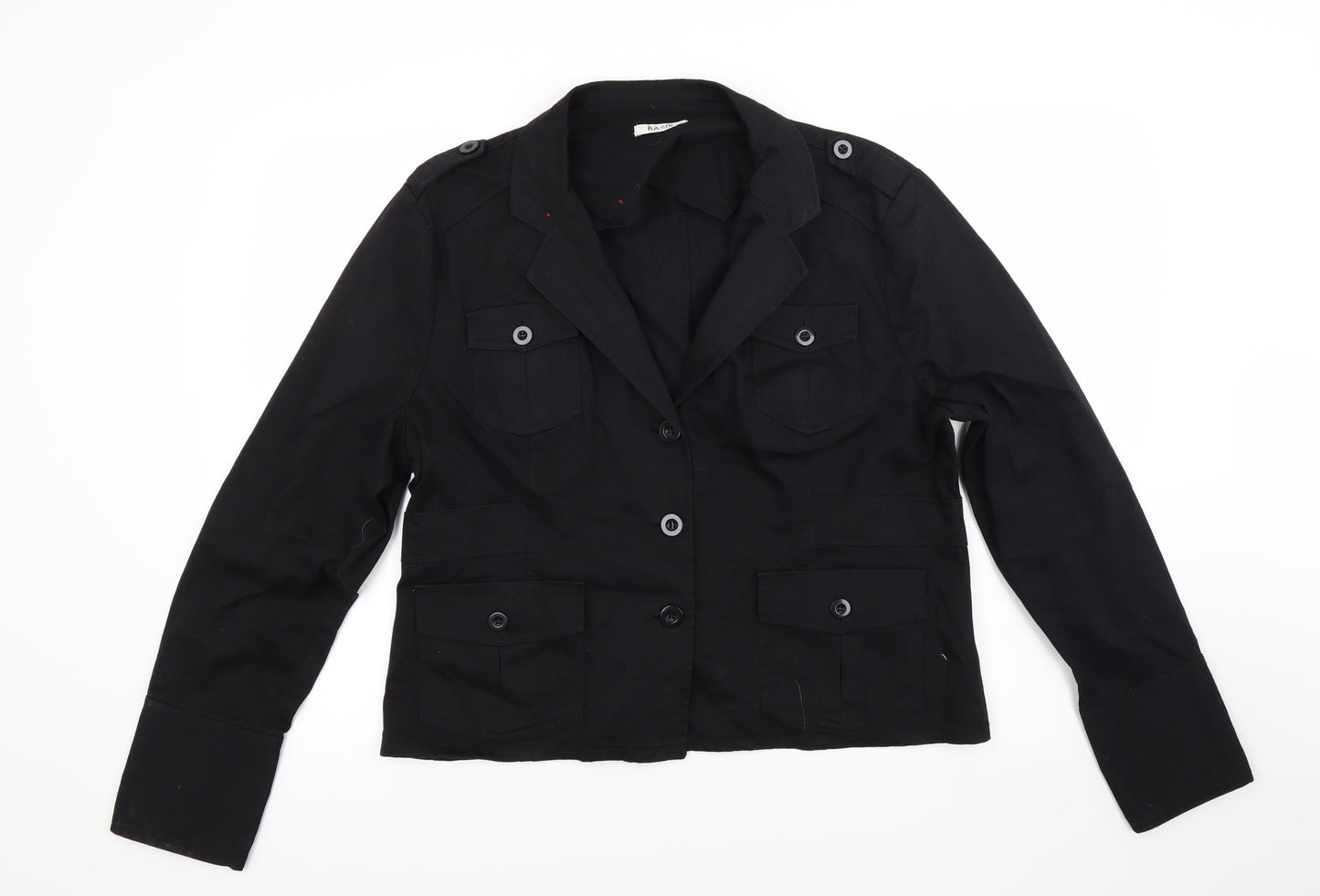 Basix Womens Black  Denim Jacket Coat Size 20