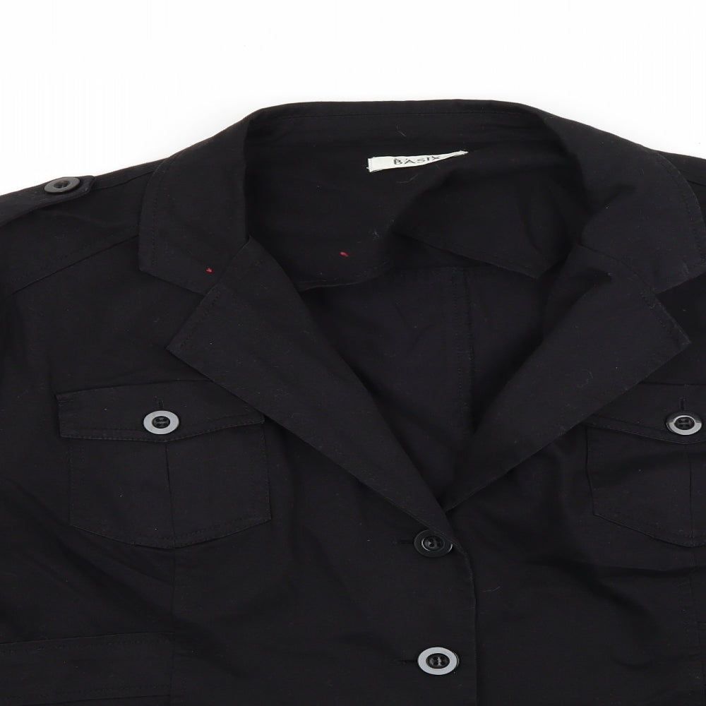 Basix Womens Black  Denim Jacket Coat Size 20