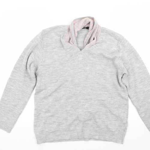 Mia Moda Womens Grey   Pullover Jumper Size M
