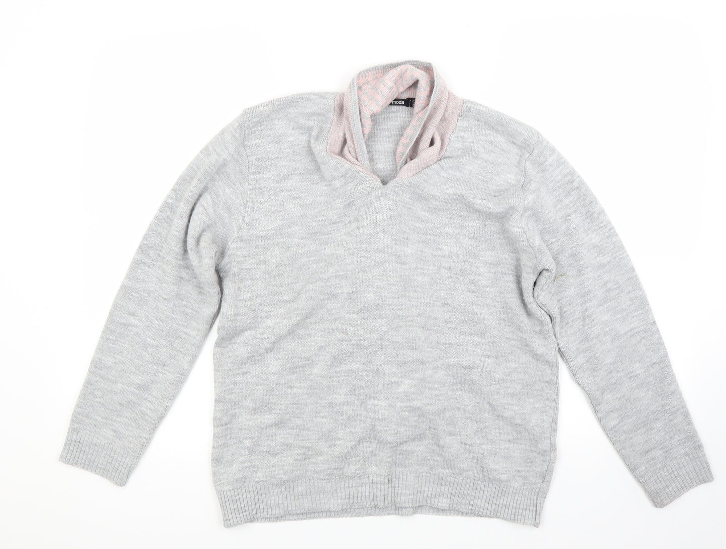 Mia Moda Womens Grey   Pullover Jumper Size M