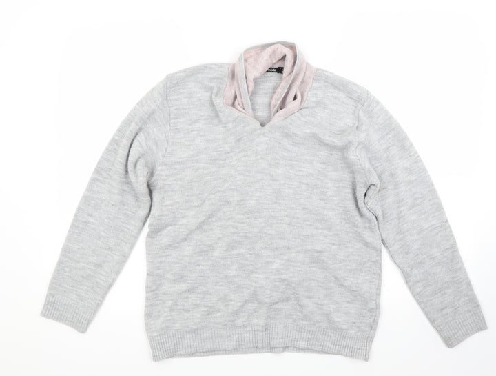 Mia Moda Womens Grey   Pullover Jumper Size M