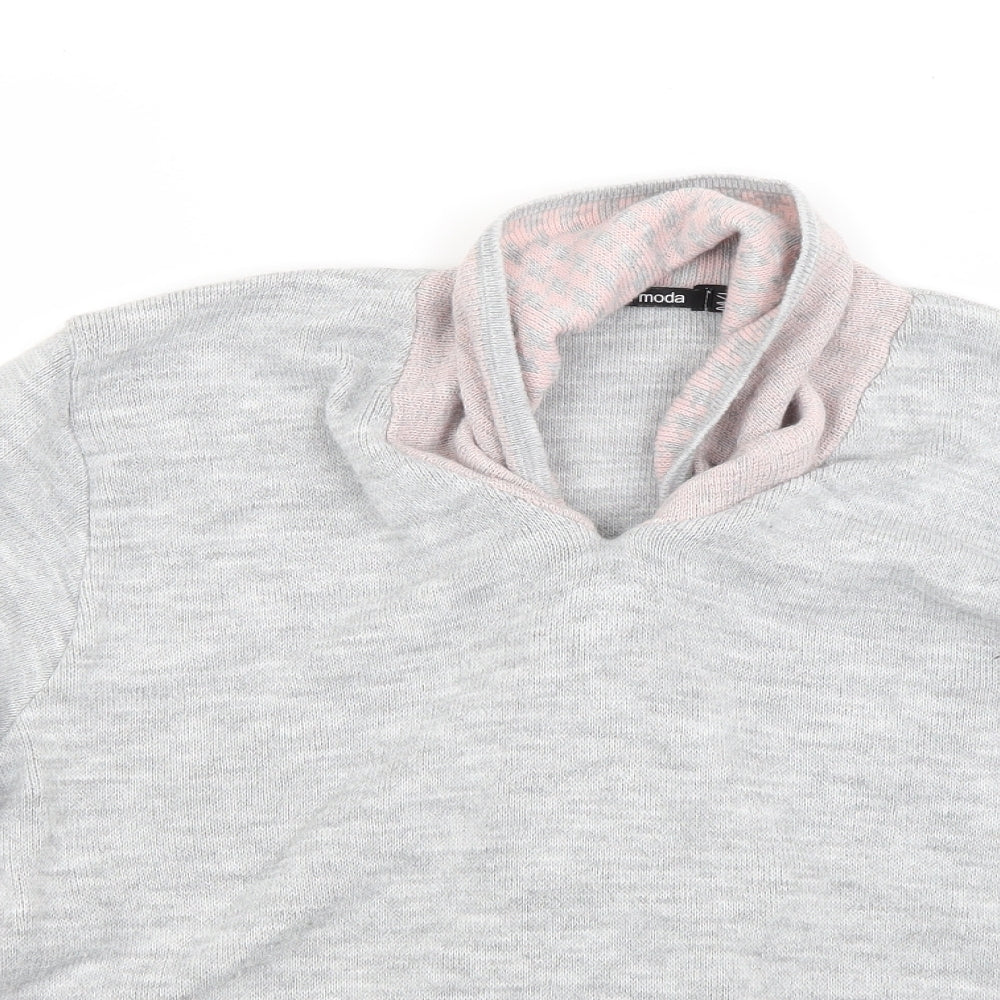 Mia Moda Womens Grey   Pullover Jumper Size M