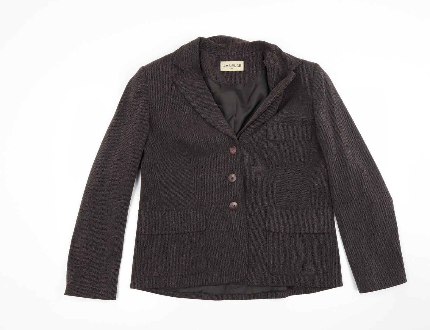 Ambience Womens Brown  Knit Jacket Blazer Size 16
