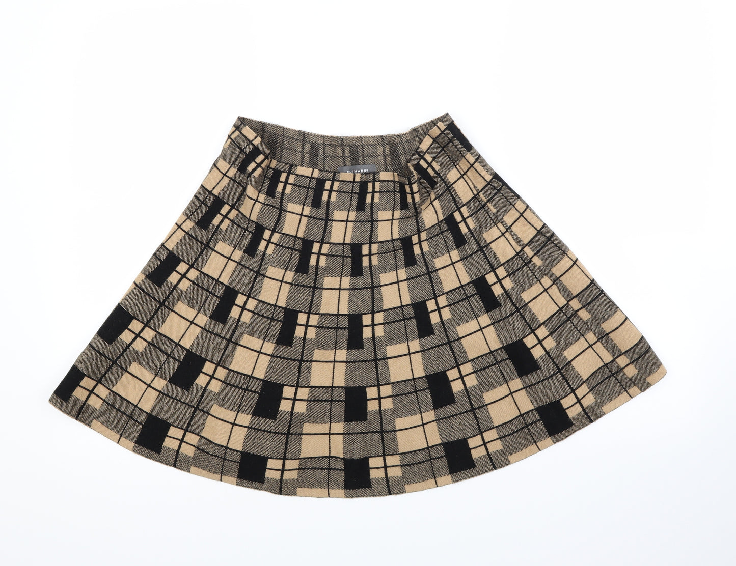 Primark Womens Brown Check Knit Mini Skirt Size L