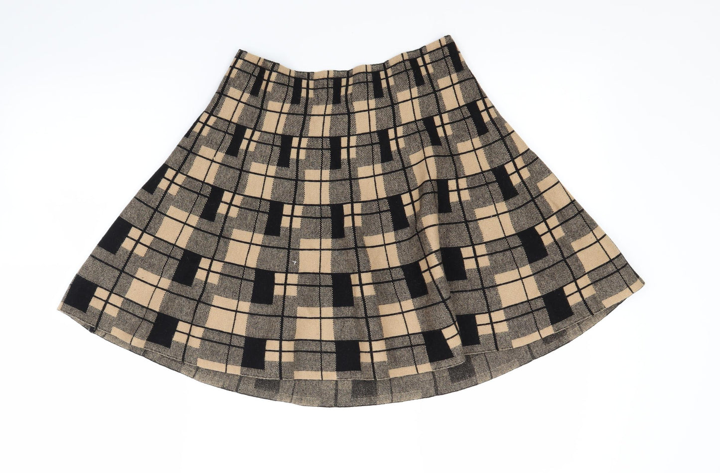 Primark Womens Brown Check Knit Mini Skirt Size L