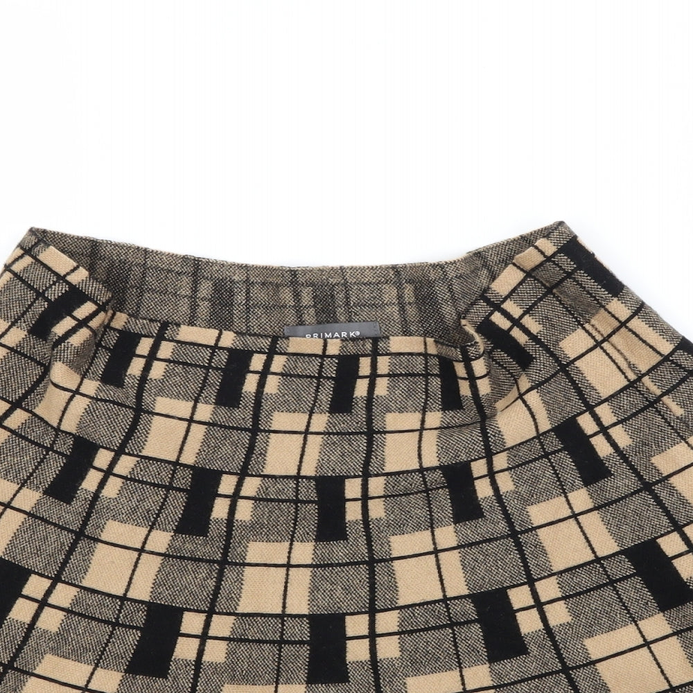 Primark Womens Brown Check Knit Mini Skirt Size L