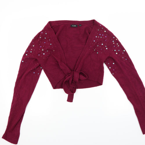 Fluid Womens Red  Knit Cardigan Jumper Size L