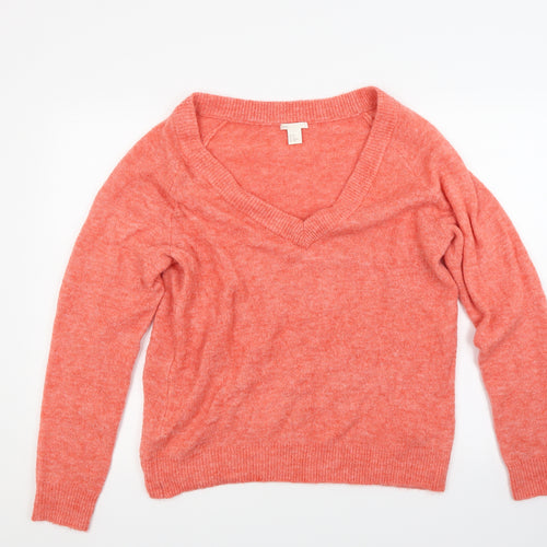 H&M Womens Orange  Knit Pullover Jumper Size XS