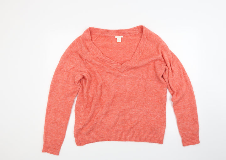 H&M Womens Orange  Knit Pullover Jumper Size XS