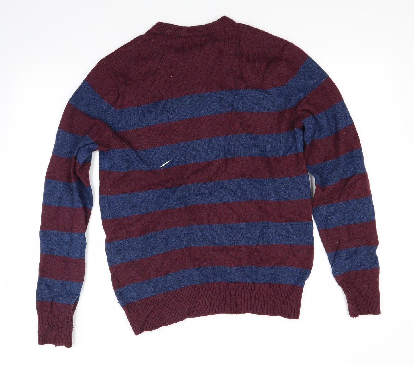Porter & Ash Mens Red Striped Knit Pullover Jumper Size S