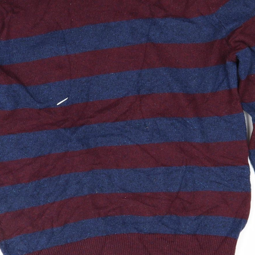 Porter & Ash Mens Red Striped Knit Pullover Jumper Size S