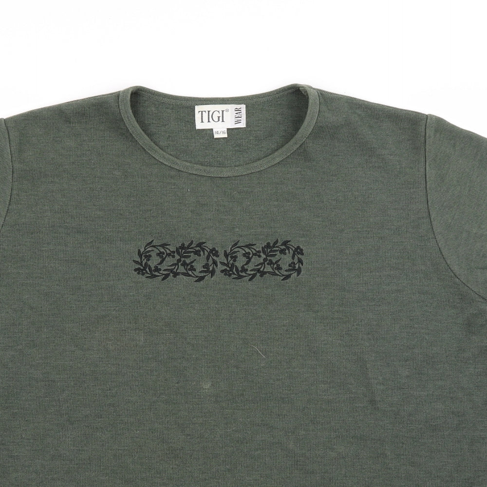 Tigi Womens Green   Basic T-Shirt Size 14