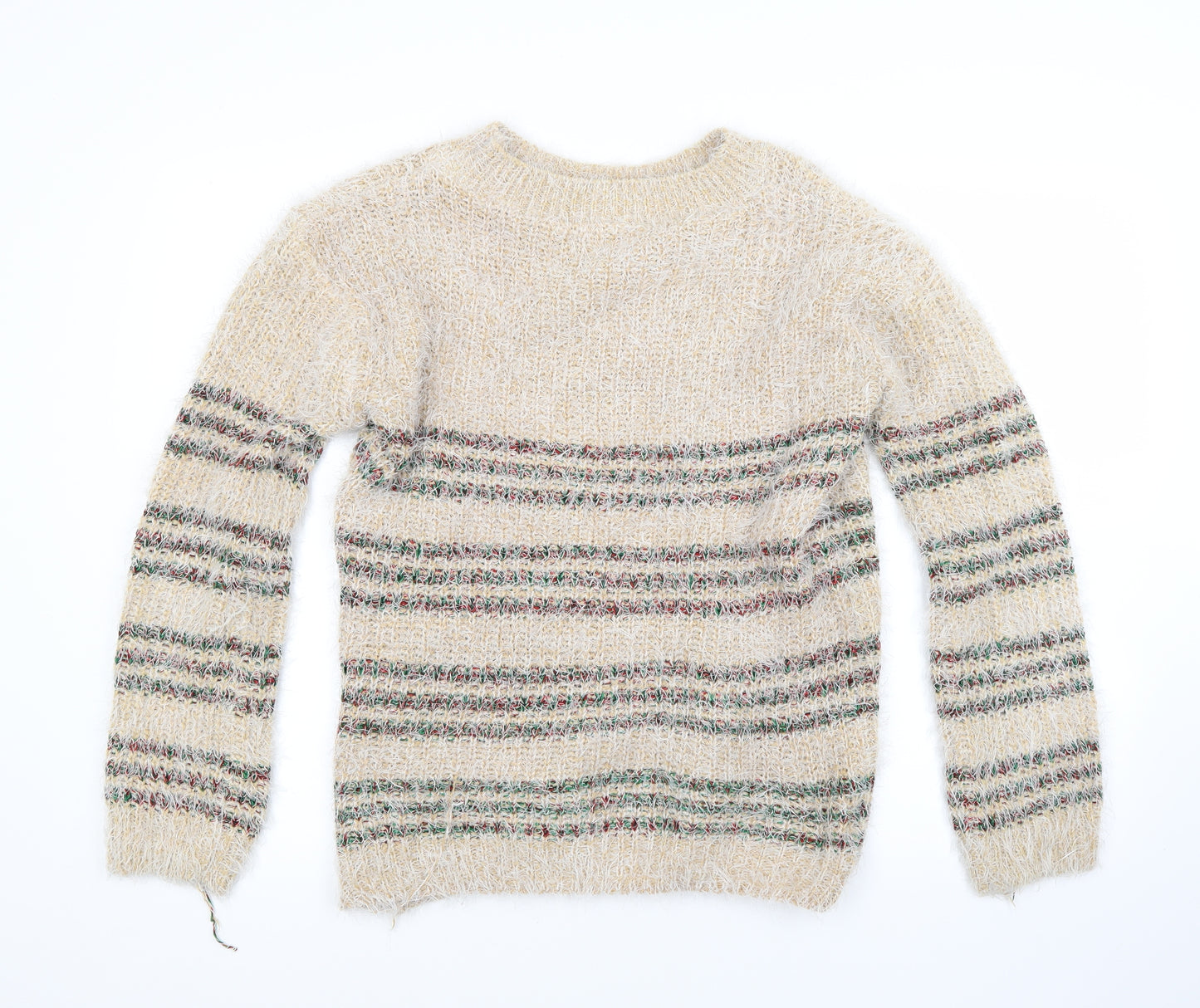 Best Live Womens Beige Striped  Pullover Jumper Size L