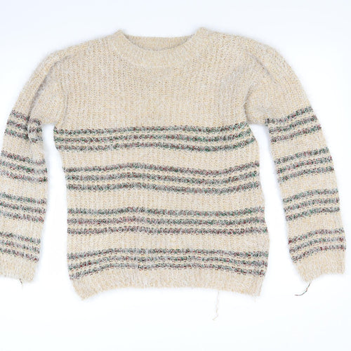 Best Live Womens Beige Striped  Pullover Jumper Size L