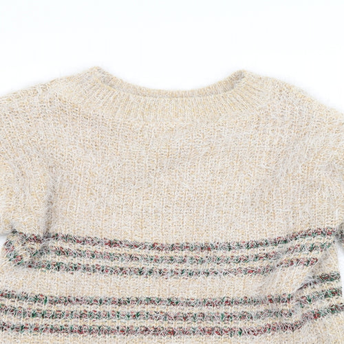 Best Live Womens Beige Striped  Pullover Jumper Size L
