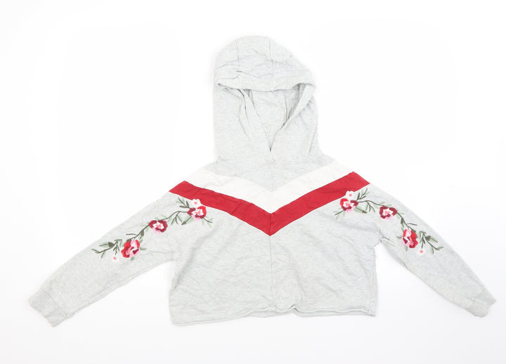 NEXT Girls Grey  Jersey Pullover Hoodie Size 9 Years