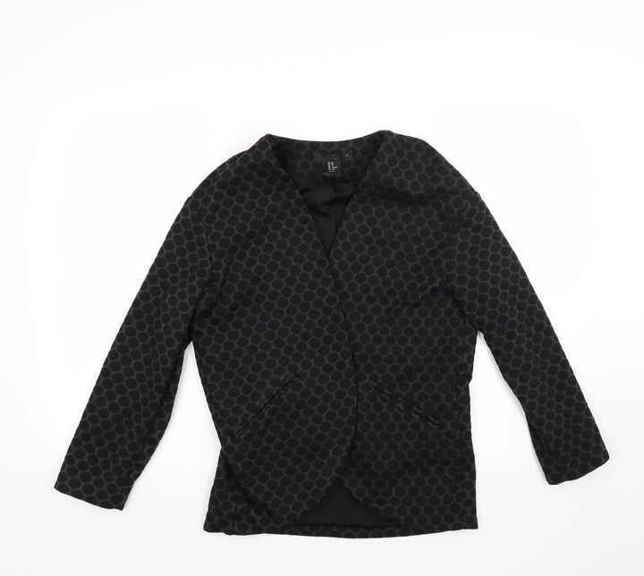 Preworn Womens Grey Polka Dot Jacket Coat Size XS
