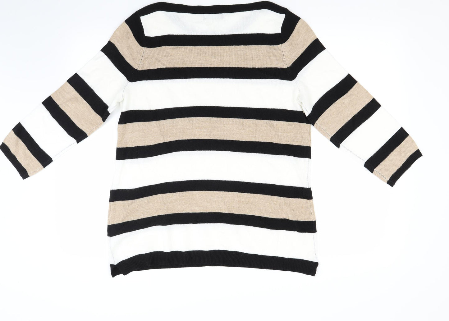 Papaya Womens Beige Striped Jersey Pullover Jumper Size 16