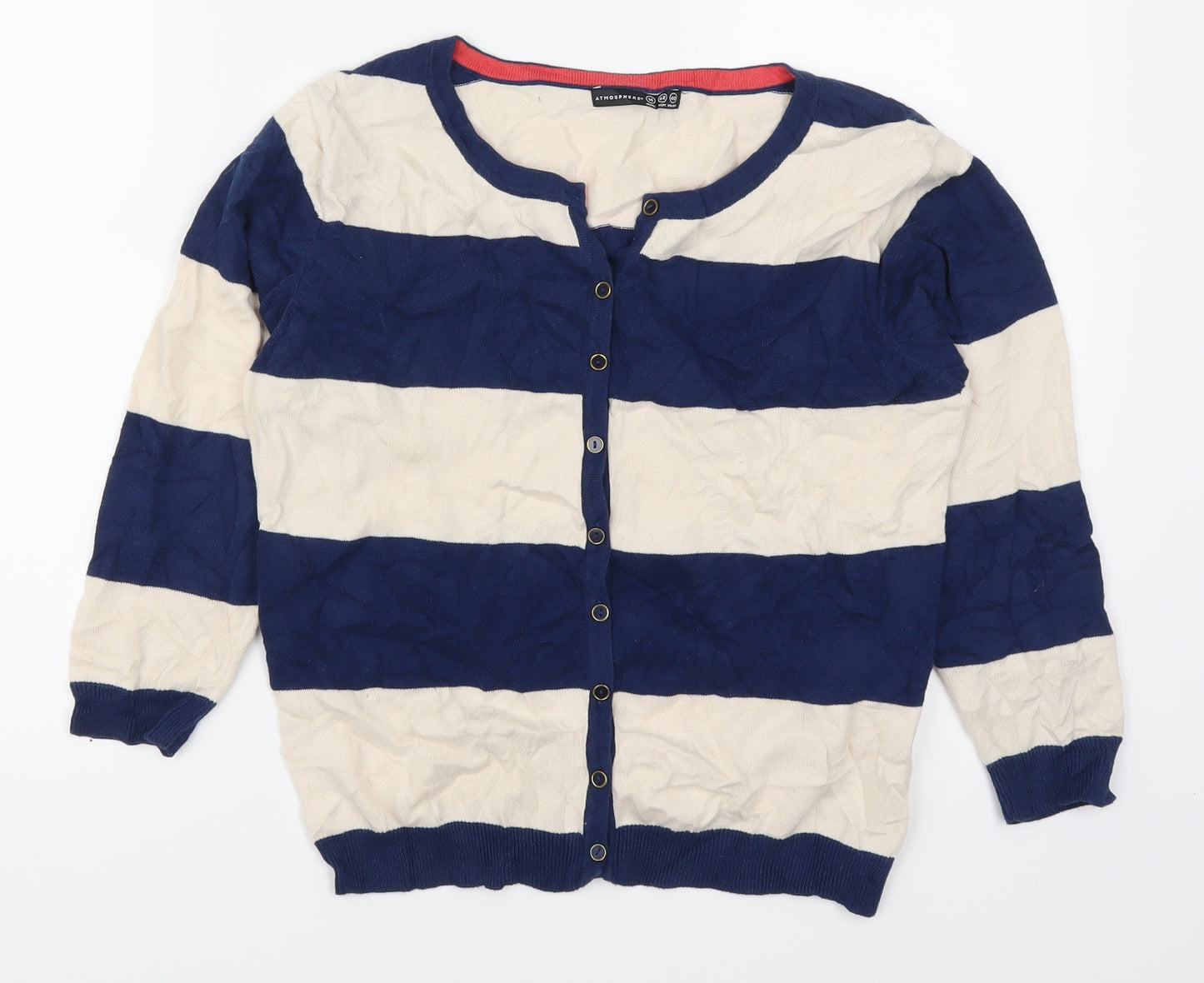 Atmosphere Womens Blue Striped  Cardigan Jumper Size 14