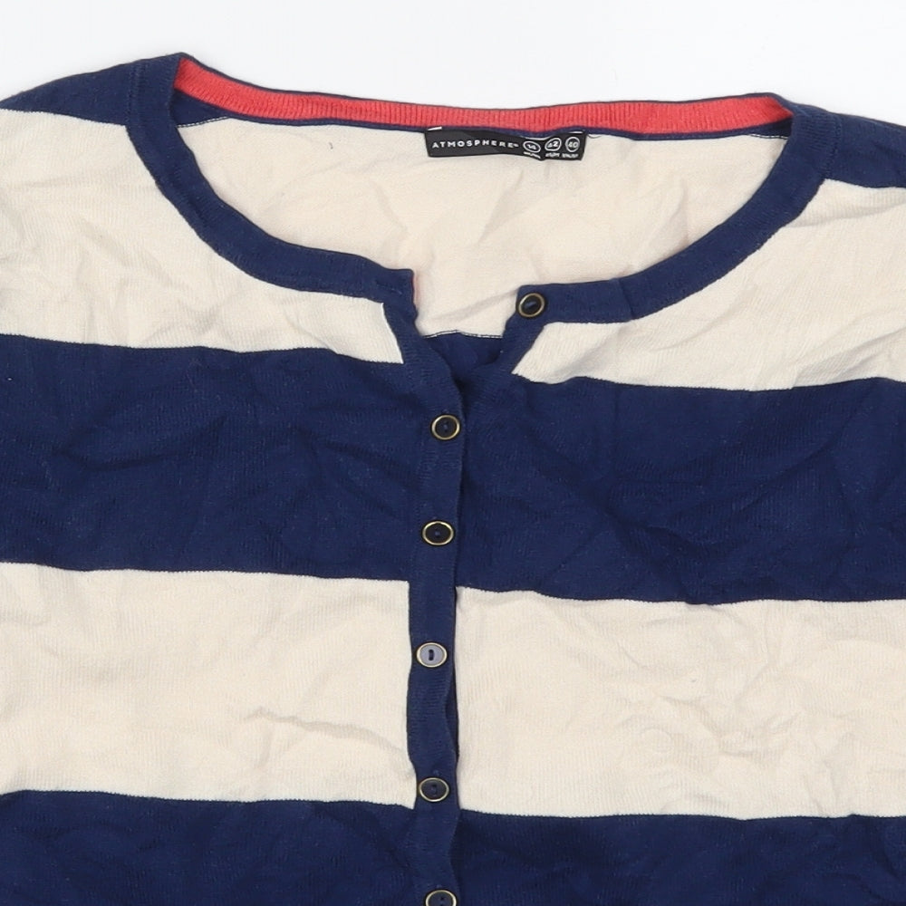 Atmosphere Womens Blue Striped  Cardigan Jumper Size 14