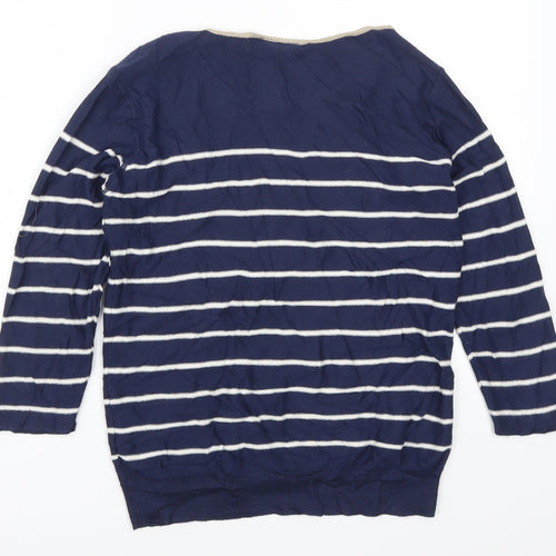 Fransa Womens Blue Striped  Pullover Jumper Size S