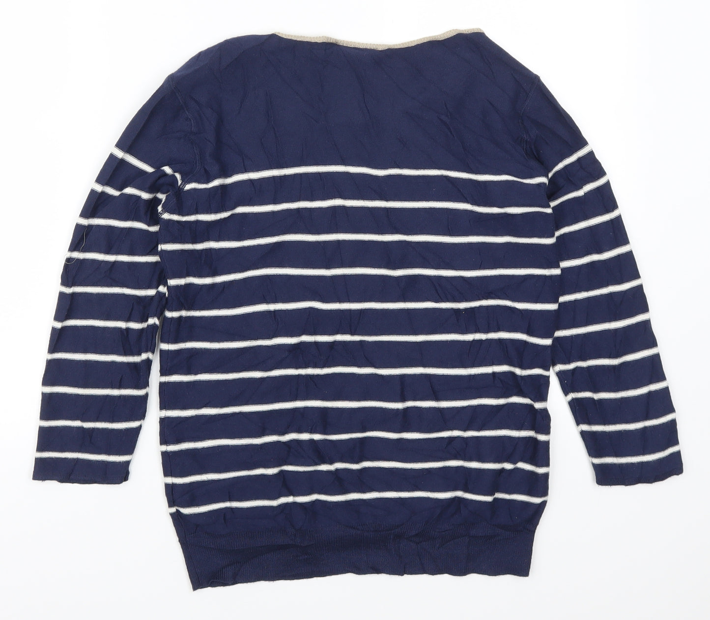 Fransa Womens Blue Striped  Pullover Jumper Size S